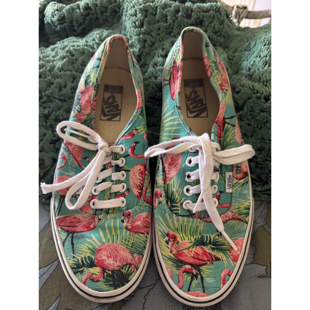 OFF THE WALL VANS FLAMINGO BIRD PINK / GREEN  LACE UP TENNIS‎ SHOES W-10.5. M 9